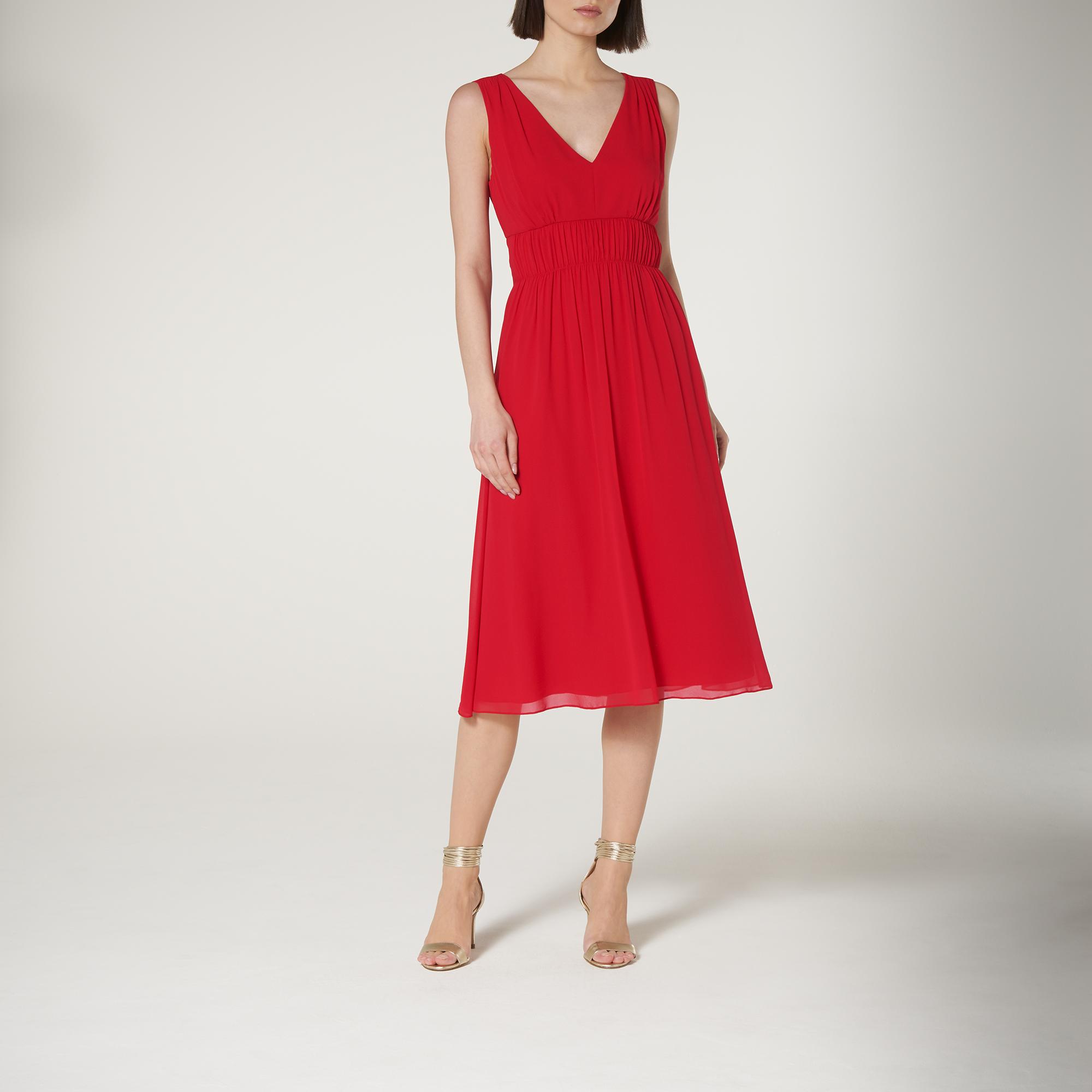 Greca Red Silk Midi Dress | Clothing ...